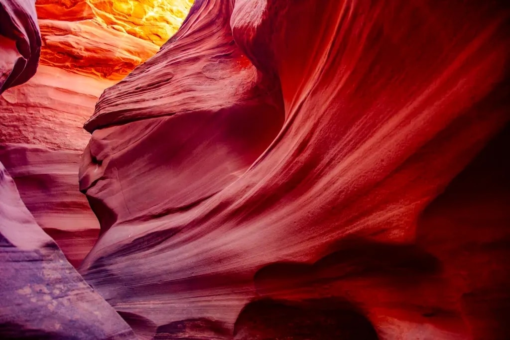 Glowing sandstone curves inside Antelope Canyon, Page, Arizona
