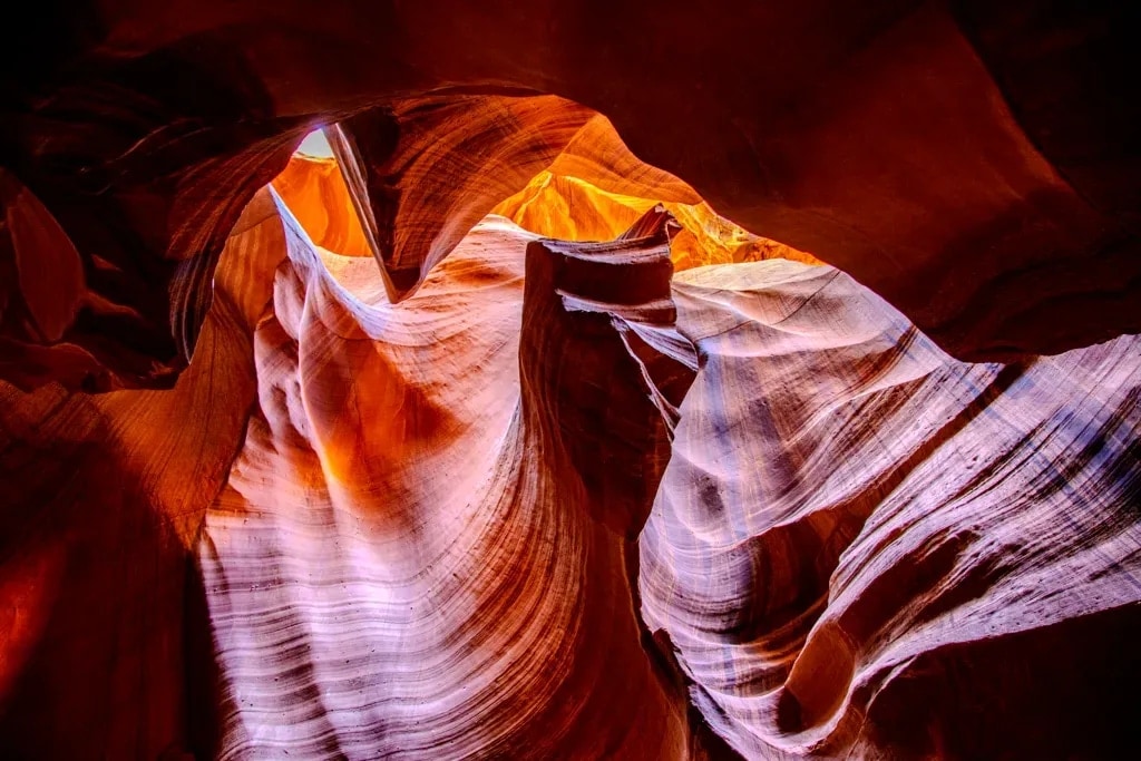 Warm light along the sculpted walls of Antelope Canyon, Page, Arizona
